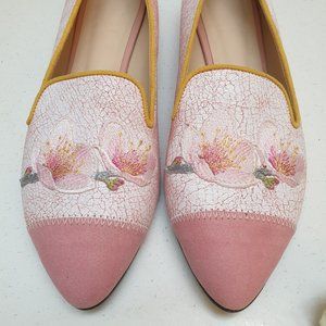 NEW Embroidered Cherry Blossoms Handmade Flats Size 9